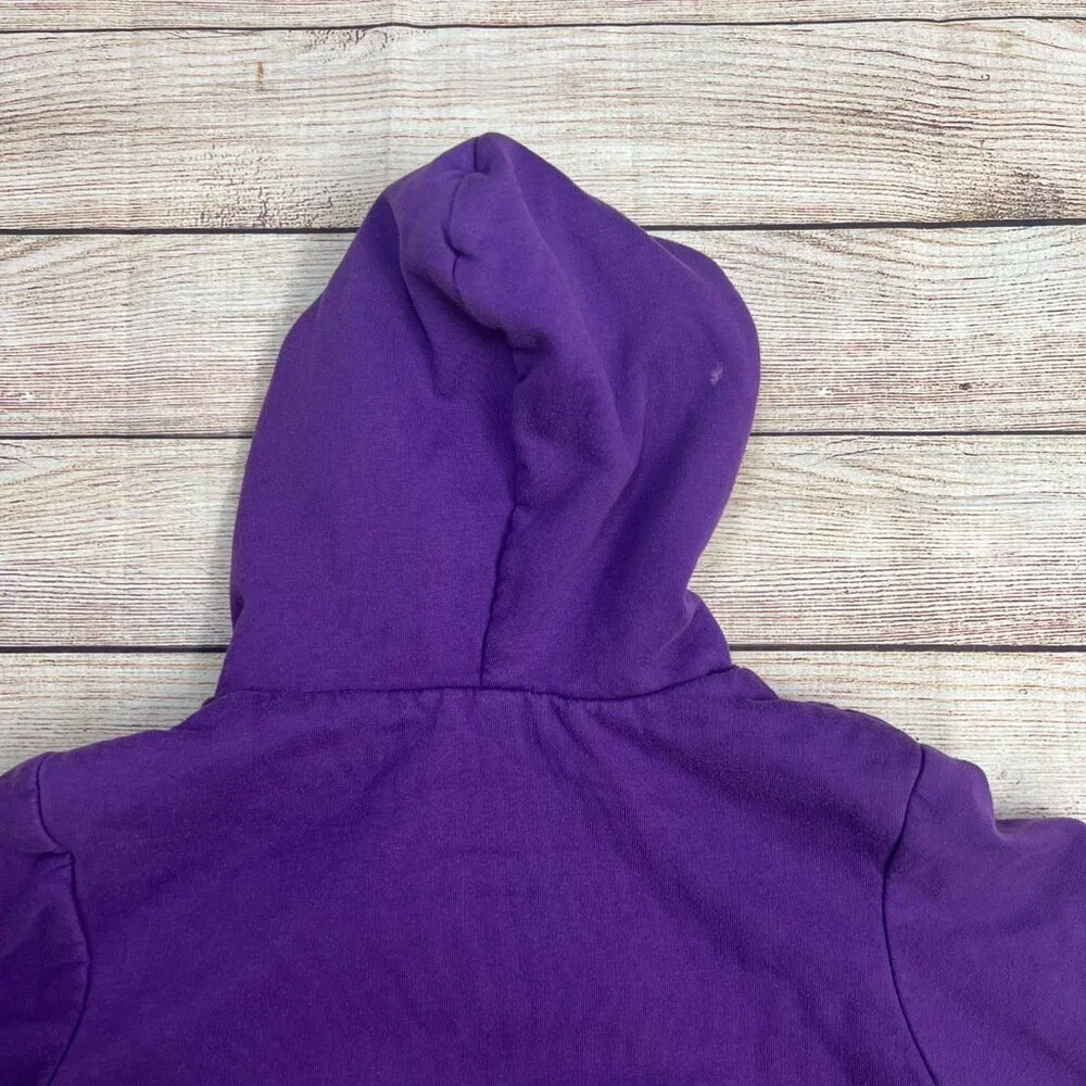 Disney Hannah Montana Purple Zip Hoodie Jacket Girls Size 7/8 Embroidered Pocket